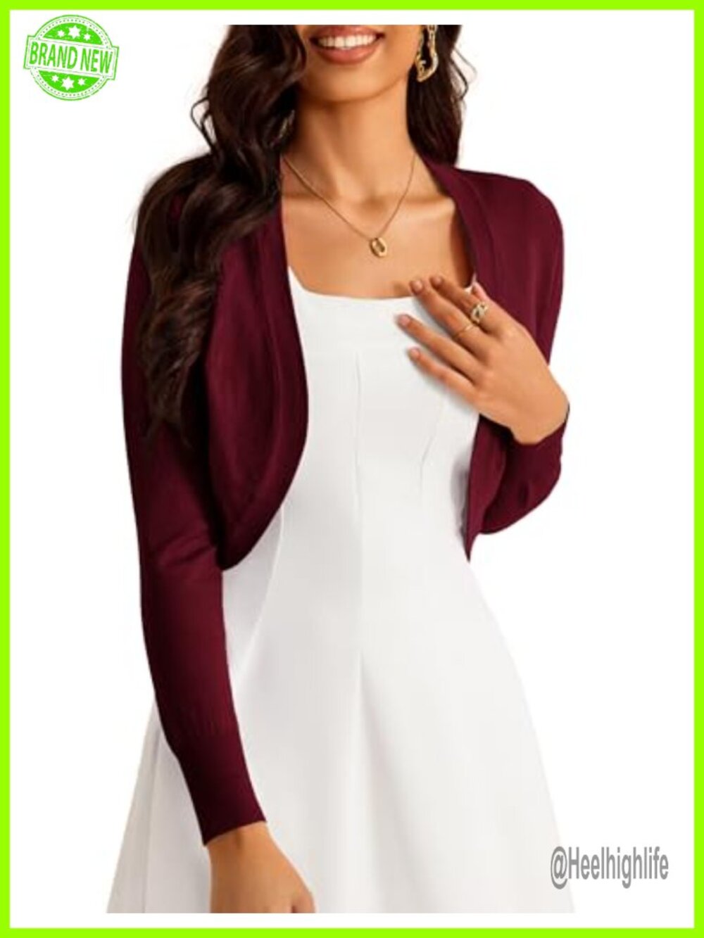 Womens Cropped Bolero Cardigan Long Sleeve Ribbed Shrug Knit Sweater